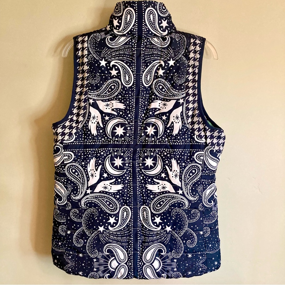 NEW Johnny Was Sasha Vest Reversible Puffer Houndstooth Floral Black White Sz M - Picture 11 of 16